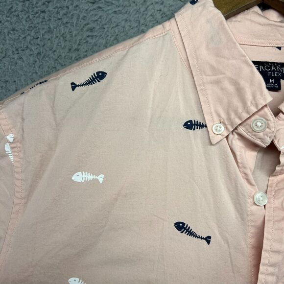 J Crew Shirt Men's medium Pink Flex Fishbone Graphic All over Casual Mercantile - Picture 4 of 14